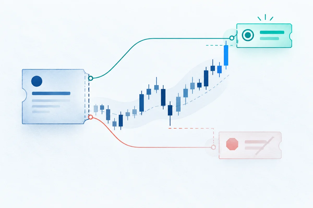 A parent order branching into linked target and stop orders.
