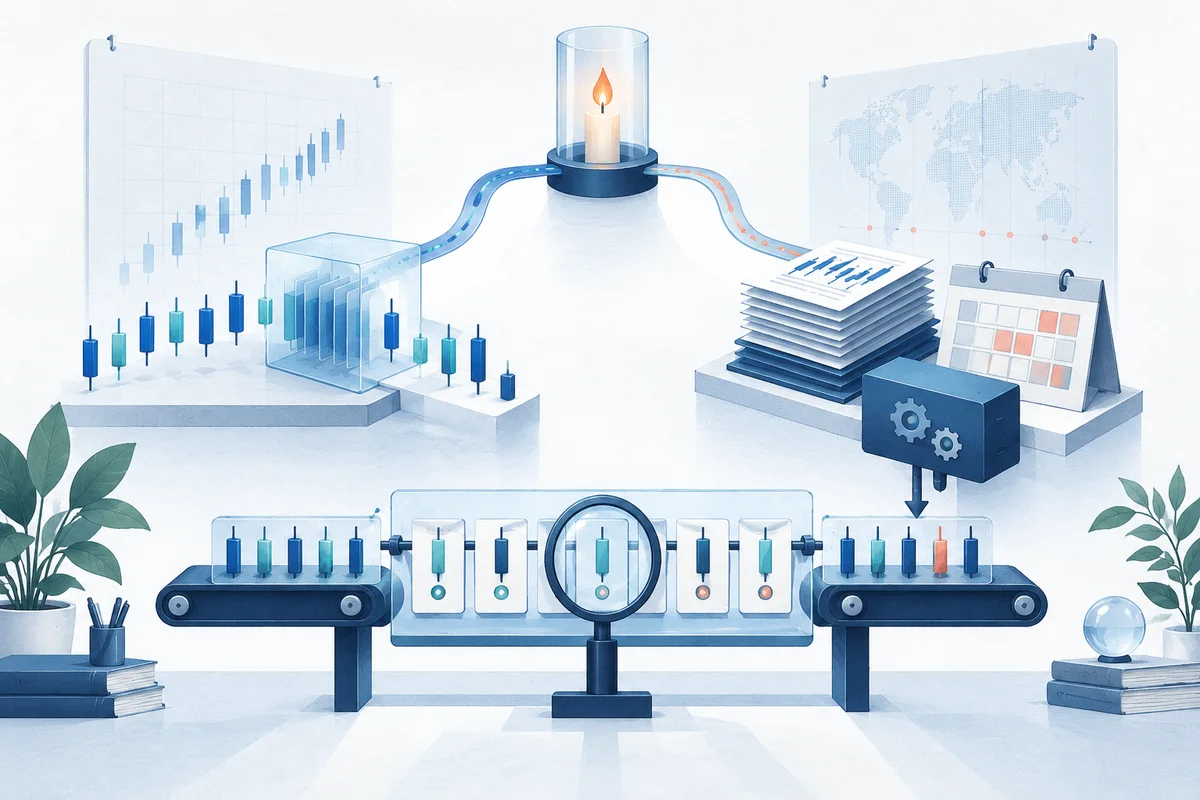 Direct bar feeds and calendar-aligned data bundles lead to a shared trade comparison.