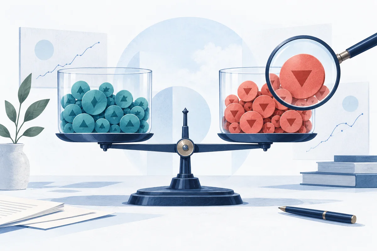 Separate containers of gains and losses with an outlier under inspection.